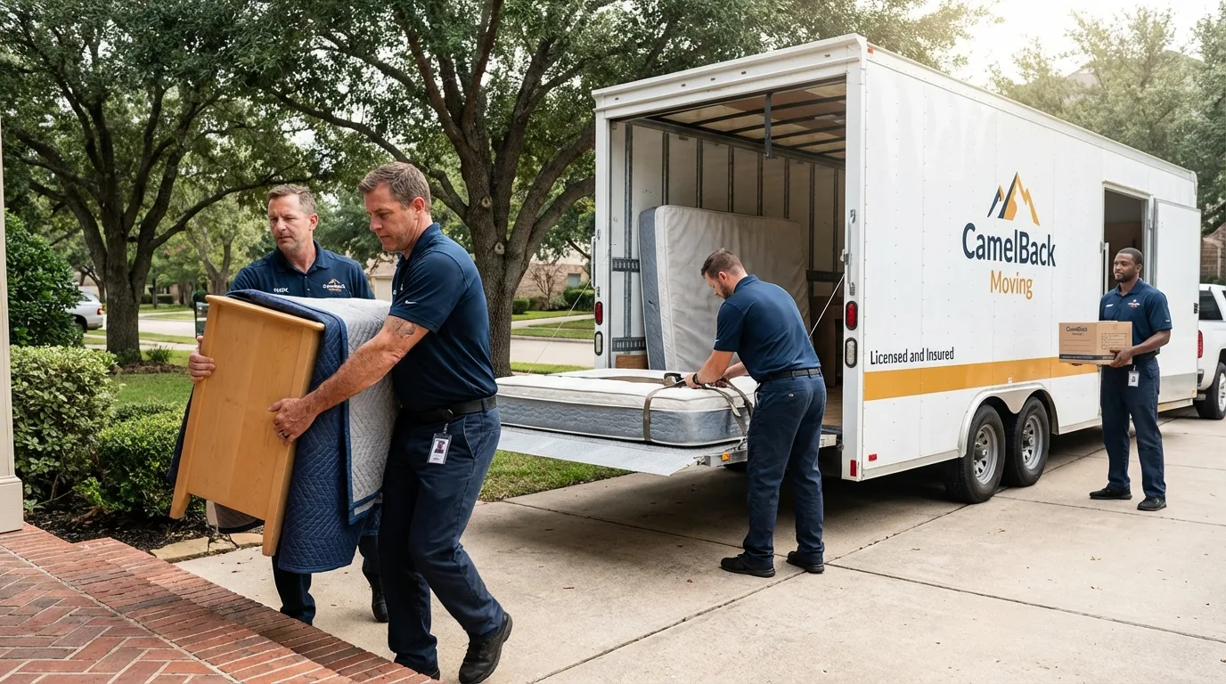 Crew loading residential truck for cross-state move from Blue Ridge, GA